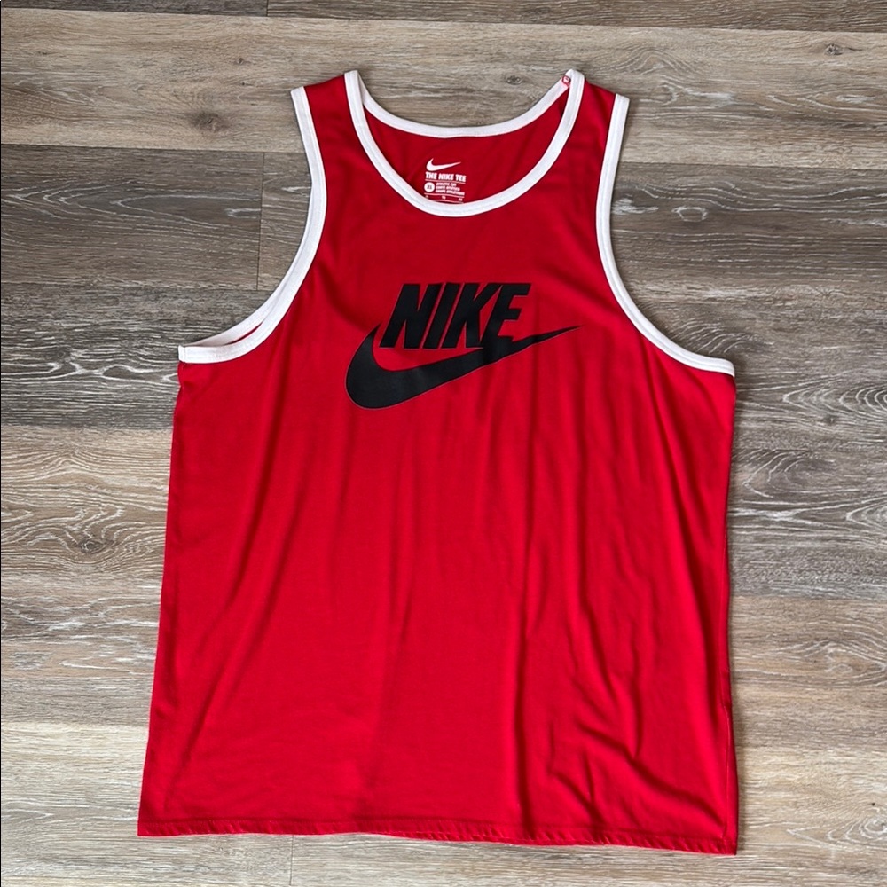 Nike Red Sleeveless Top with Black Logo